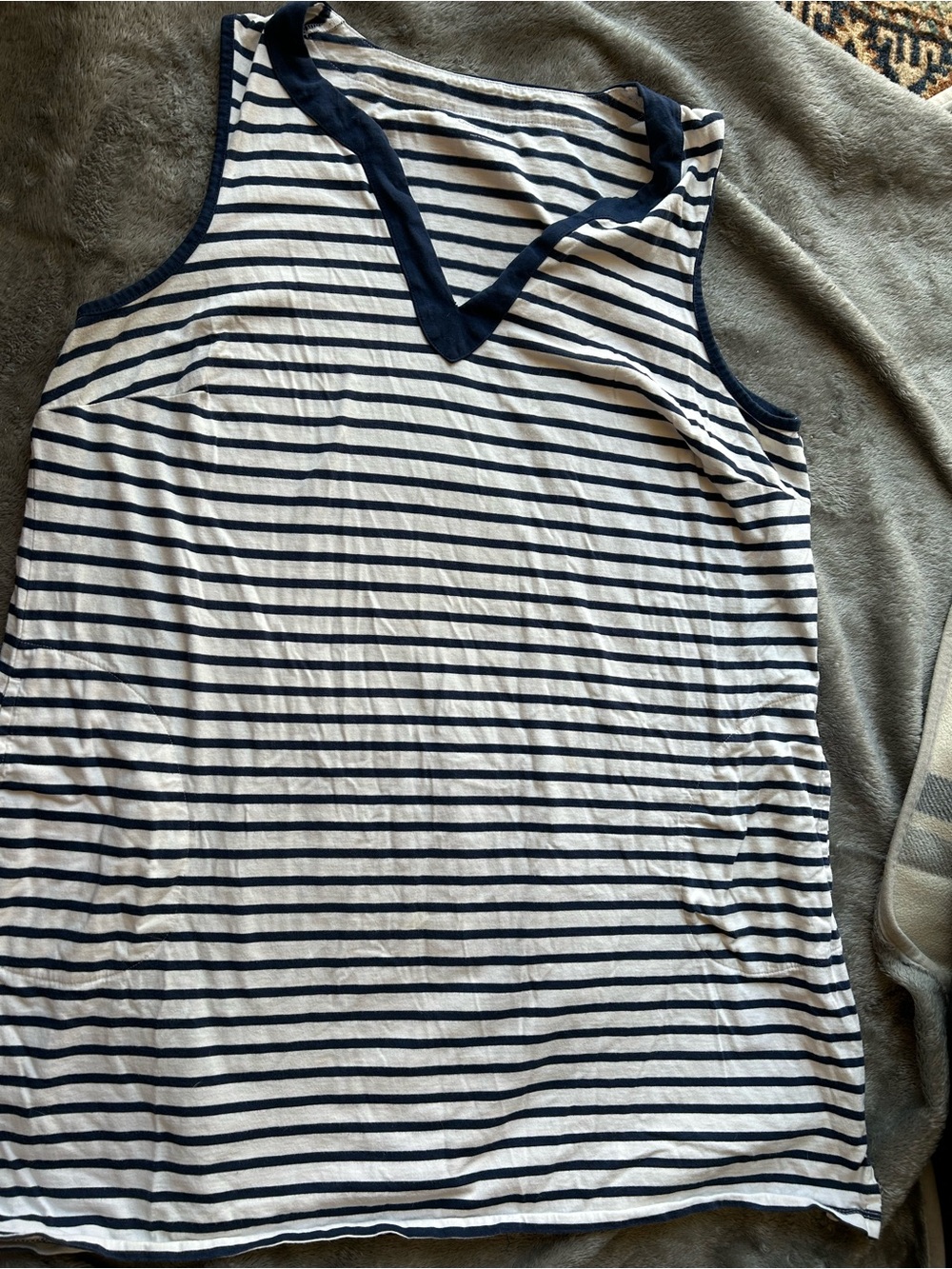 Lands End Striped Sleeveless V-Neck Tank Dress 1X